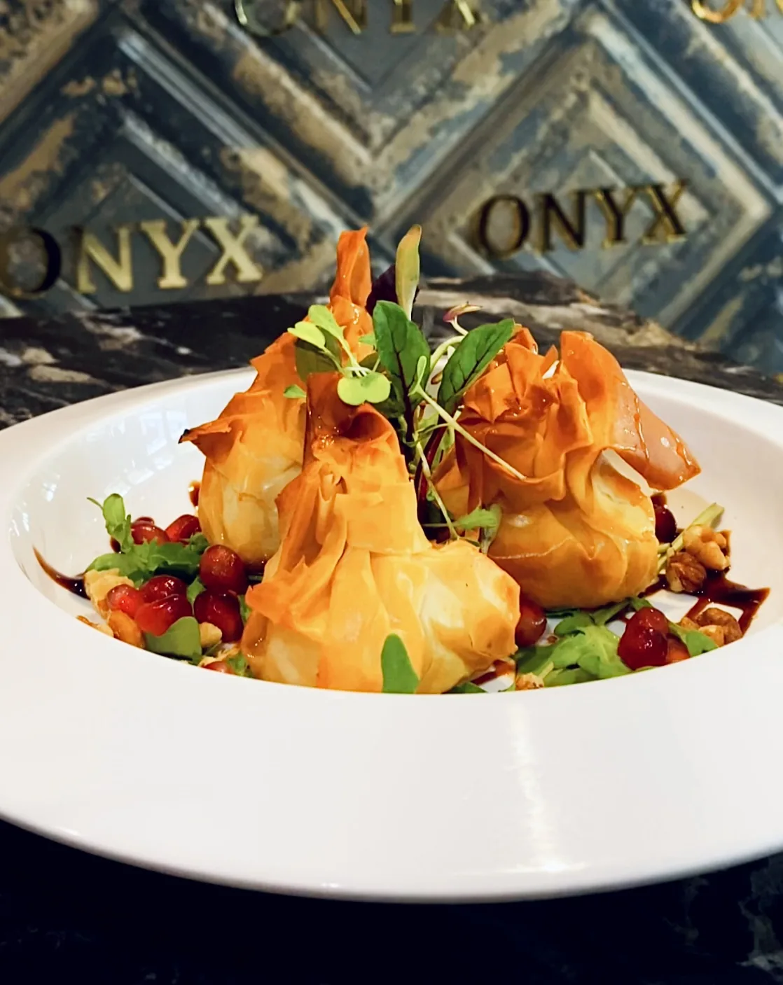 Goat cheese filo pastry dish