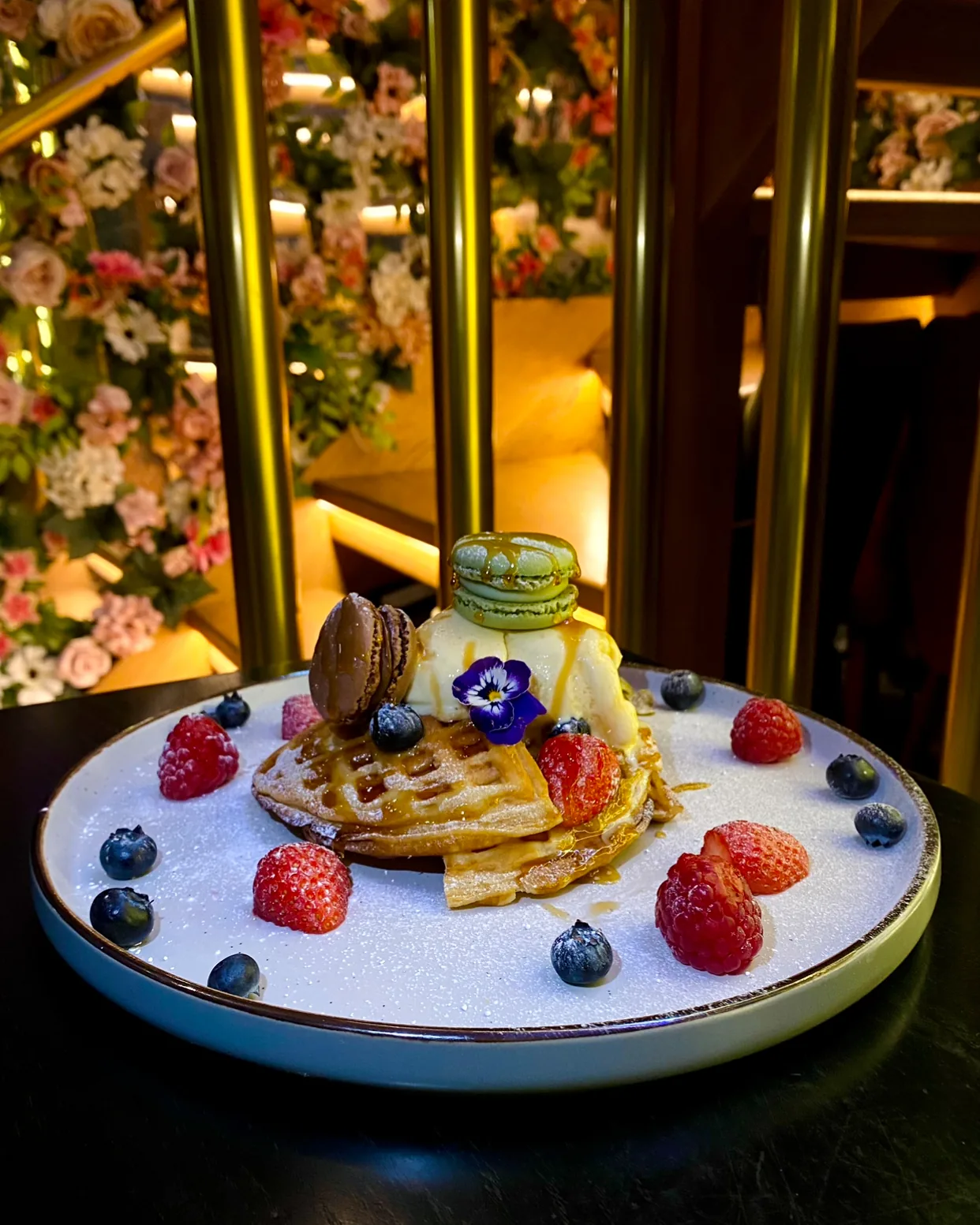 Stacked dessert with berries