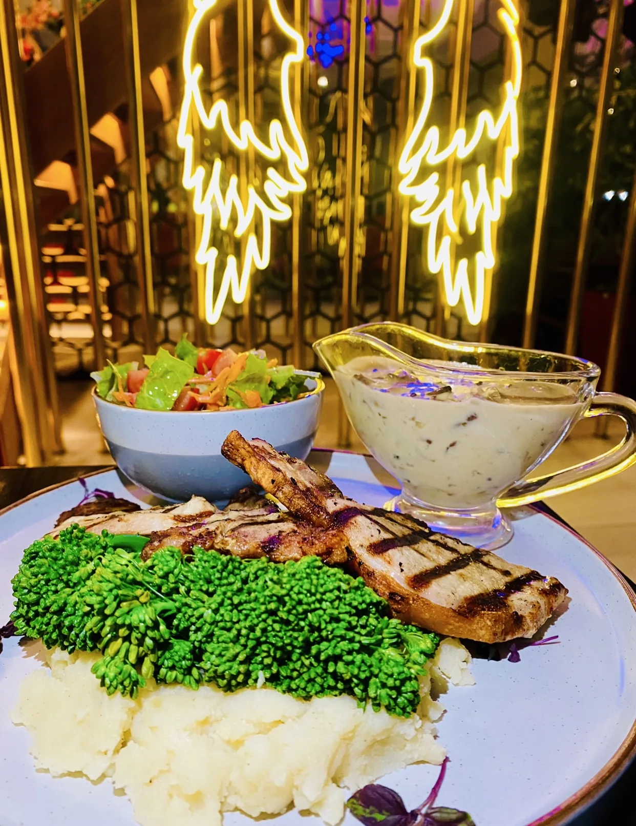 Pork chops and mash plate