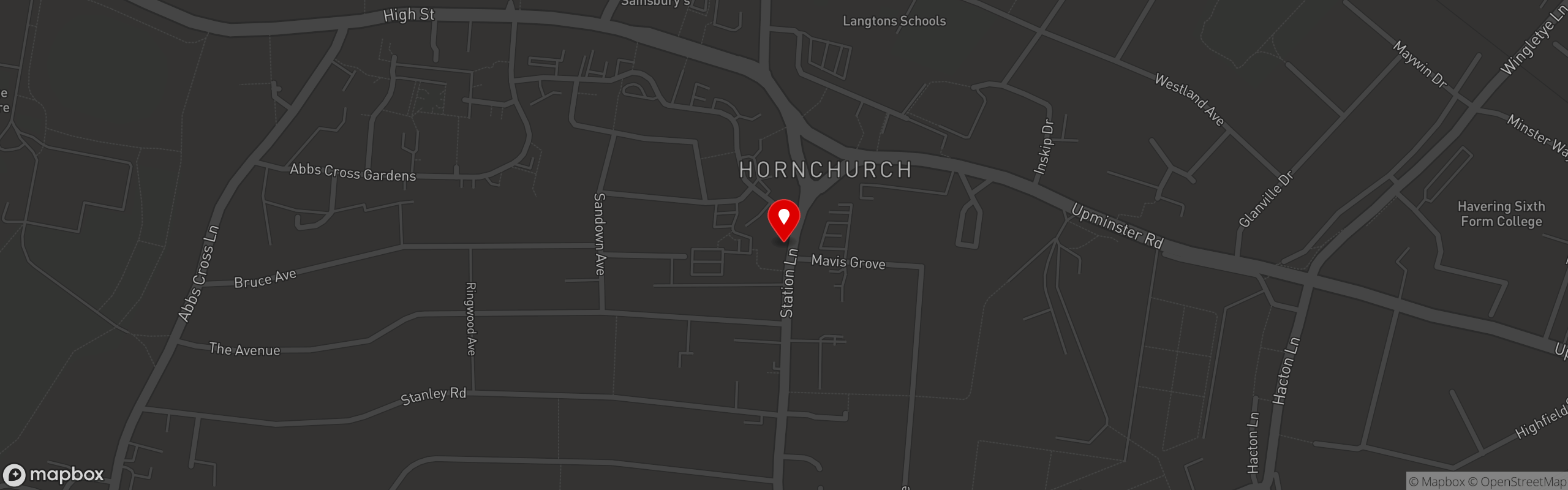 Map showing Onyx in Hornchurch